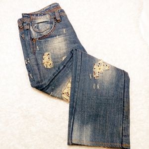 Christina V Embellished Distressed Jeans SZ 4